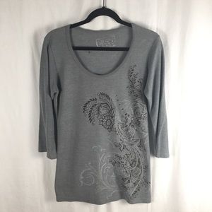 ☃️3 for $23 ☃️Erge Design Grey 3/4 Length Sleeved Scoop Neck T